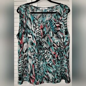 Jones Studio Vibrant Abstract Tank Top - Black, Pink, Blue